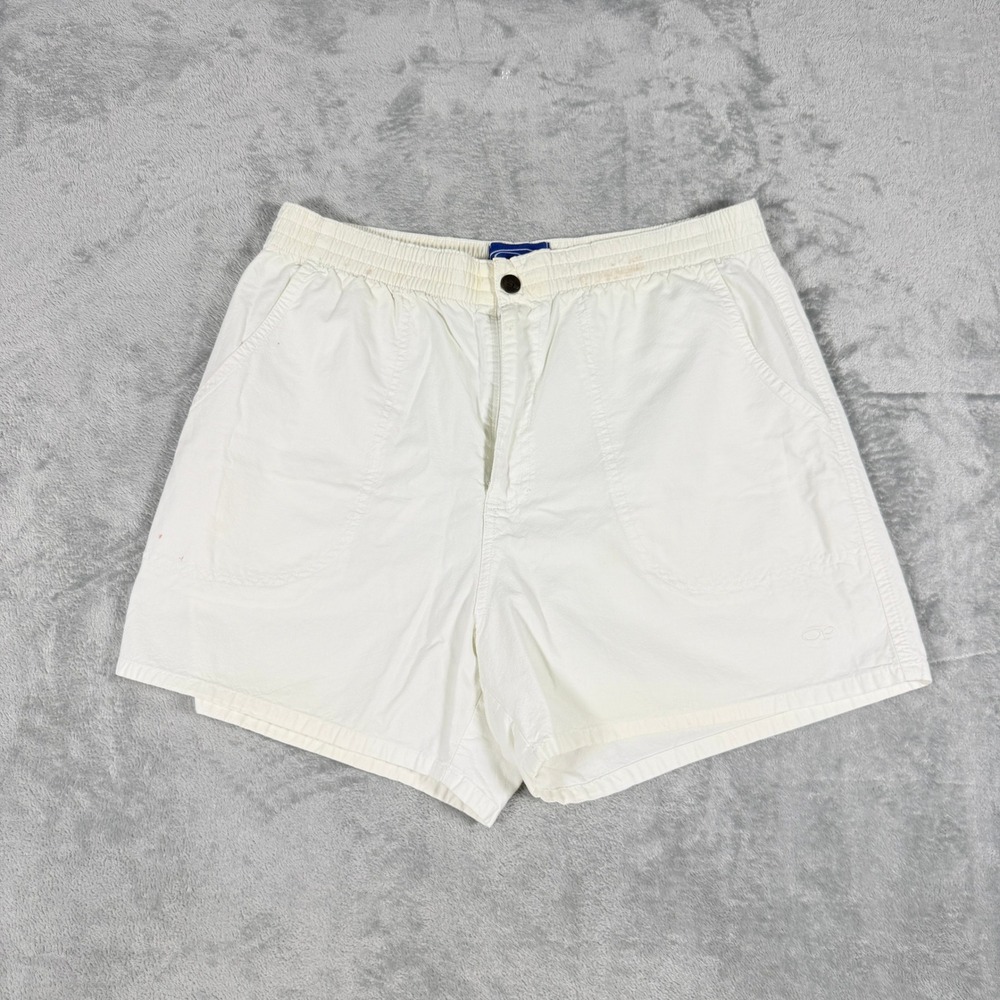Vintage Ocean Pacific Mens XL Shorts White Cotton Elastic Waist Beach Surf 90s